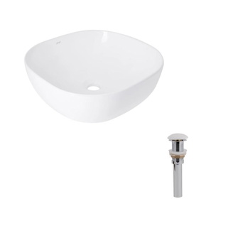 Комплект Qtap Kolibri: раковина накладна 400 x 400 x 140 мм, White, квадратна + донний клапан Pop-up PU02