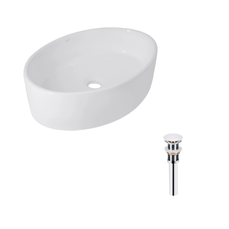 Комплект Qtap Kolibri: Раковина накладна овальна 500 x 360 x 140 мм White + Донний клапан PU02