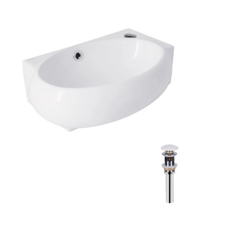 Комплект Qtap Leo: Раковина підвісна овальна права 430 x 285 x 160 мм White + Донний клапан PU02O