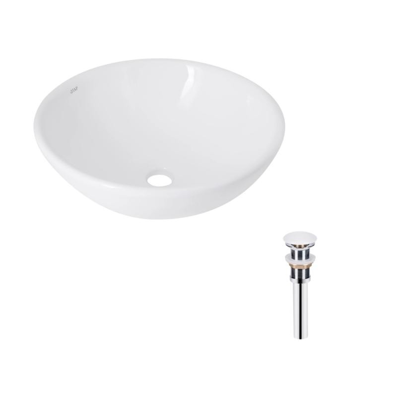 Комплект Qtap Owl: Раковина накладна кругла 400 х 400 х 155 мм White + Донний клапан PU02