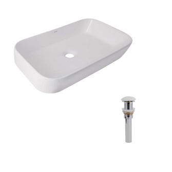 Комплект Qtap Scorpio: раковина накладна 550 x 390 x 120 мм, White, прямокутна + донний клапан Pop-up PU02