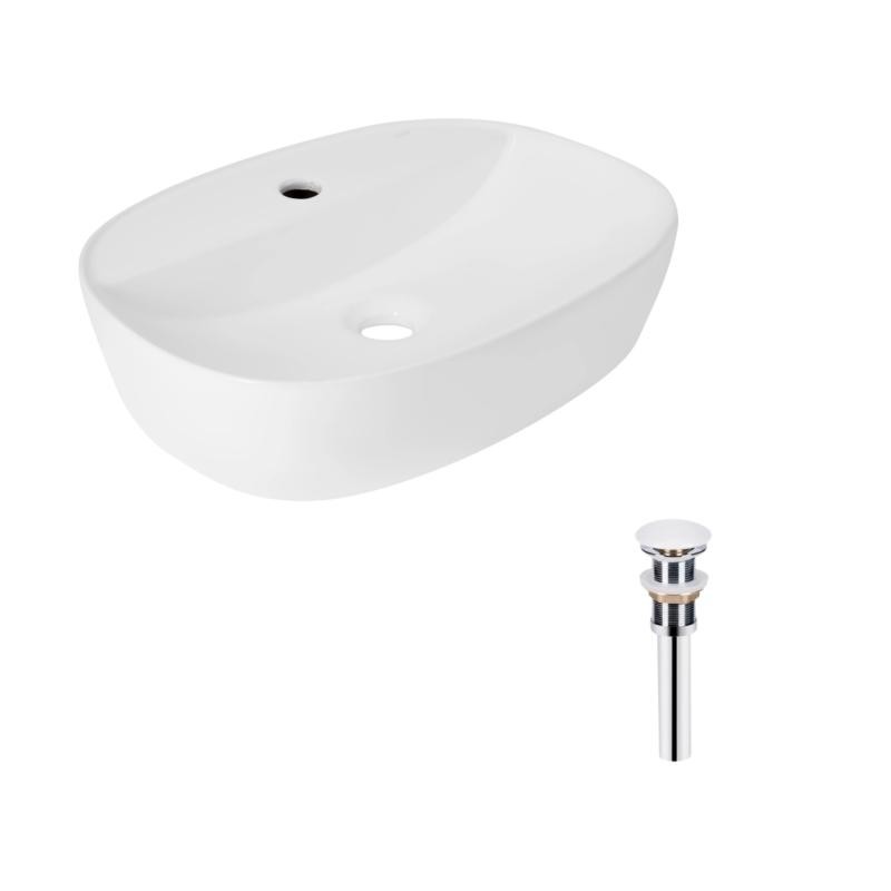 Комплект Qtap Scorpio: Раковина накладна овальна 500 x 380 x 120 мм White + Донний клапан PU02
