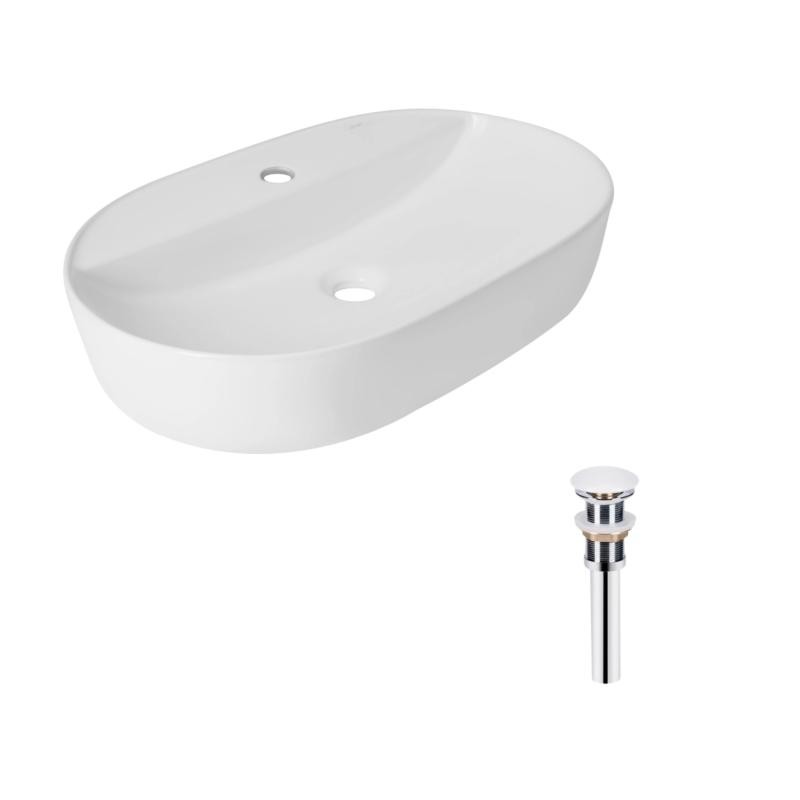 Комплект Qtap Scorpio: Раковина накладна овальна 600 х 400 х 120 мм White + Донний клапан PU02
