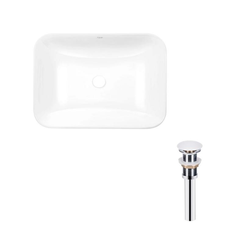 Комплект Qtap Scorpio: Раковина врізна прямокутна 615 х 390 х 150 мм White + Донний клапан PU02