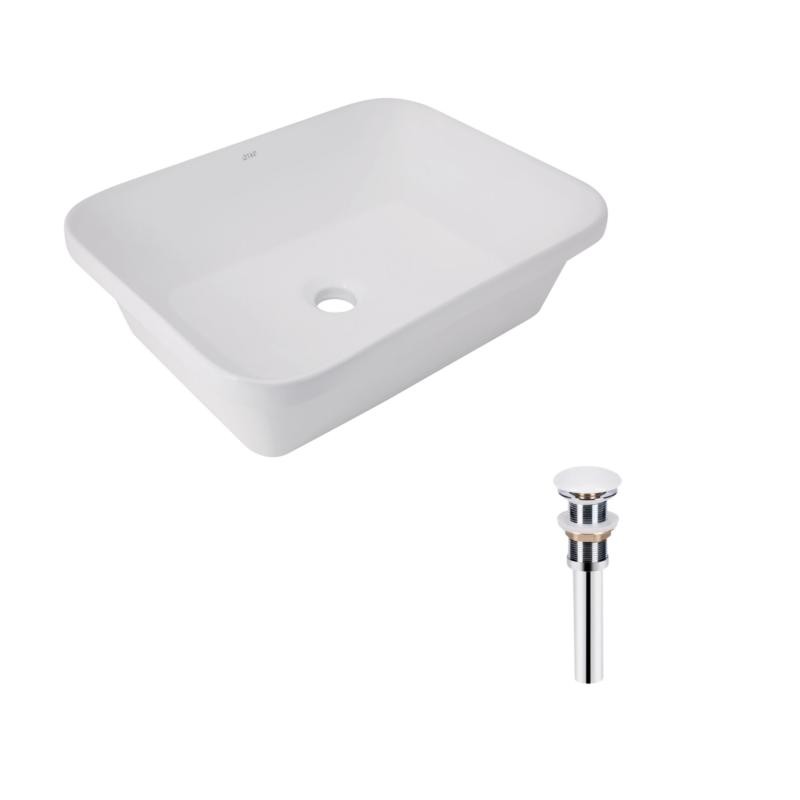 Комплект Qtap Scorpio: Раковина врізна прямокутна 510 х 390 х 145 мм White + Донний клапан PU02