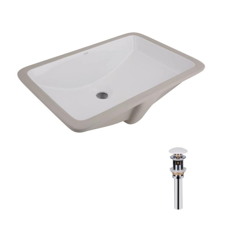 Комплект Qtap Stork: Раковина врізна прямокутна 535 x 365 x 190 мм White + Донний клапан PU02O
