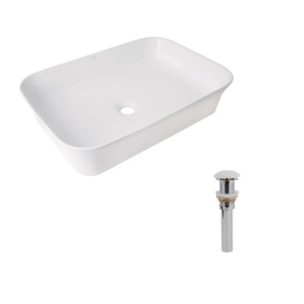 Комплект Qtap Virgo N: раковина накладна 560 x 380 x 130 мм, White, прямокутна + донний клапан Pop-up PU02