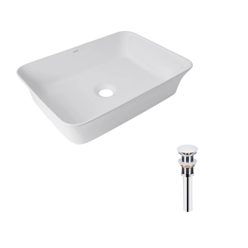 Комплект Qtap Virgo: Раковина накладна прямокутна 490 х 350 х 110 мм White + Донний клапан PU02