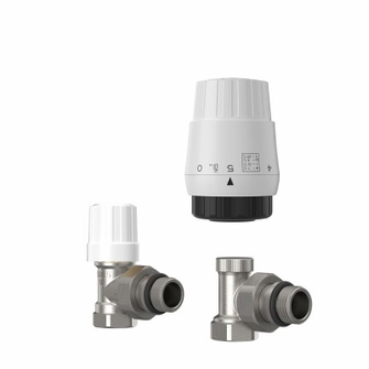 Комплект термостатический радиаторный угловой Thermo Alliance Forte 1/2" с термоголовкой, преднастройка, антипротечка (TAF300G15)