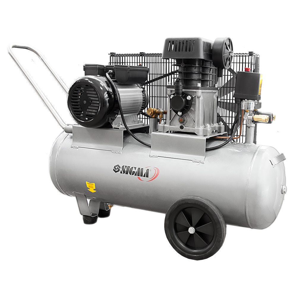 Компрессор Sigma двухцилиндровый ременный (II) 2.5кВт 335л/мин 10бар 50л (2 крана)