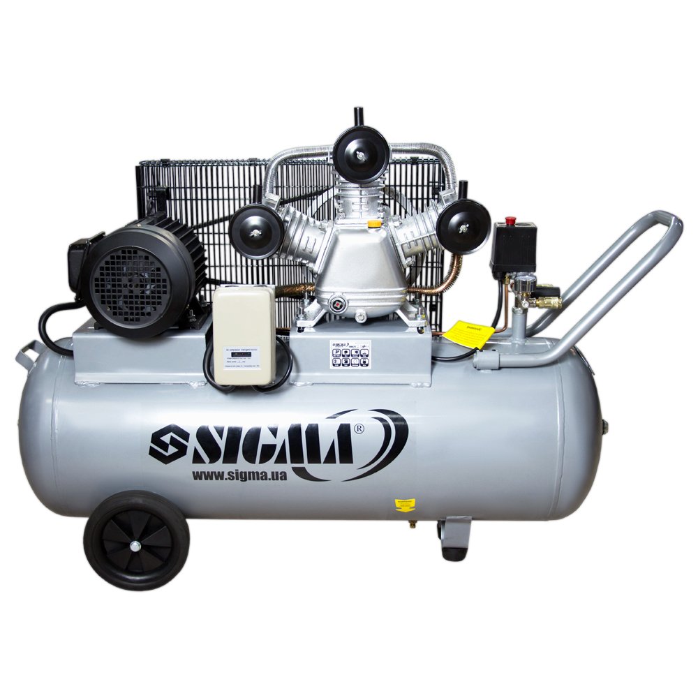 Компрессор Sigma трехцилиндровый ременный (W) 380В 3кВт 610л/мин 10бар 135л 2 крана