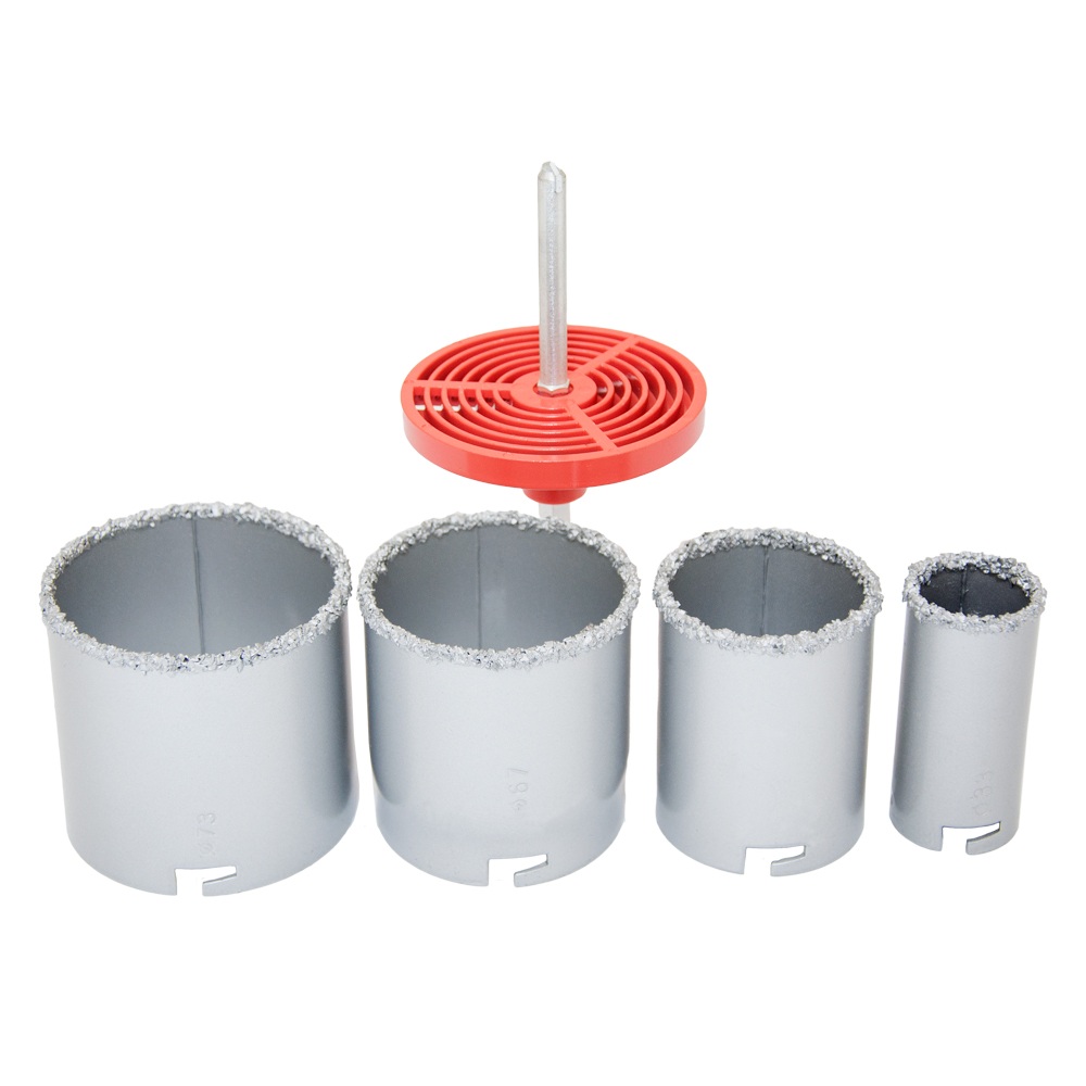 Коронки Sigma кільцеві з вольфрамовим напиленням Ø33, 53, 67, 73 мм + основа з свердлом Коронки Sigma кільцеві з вольфрамовим напиленням Ø33, 53, 67, 73 мм + основа з свердлом