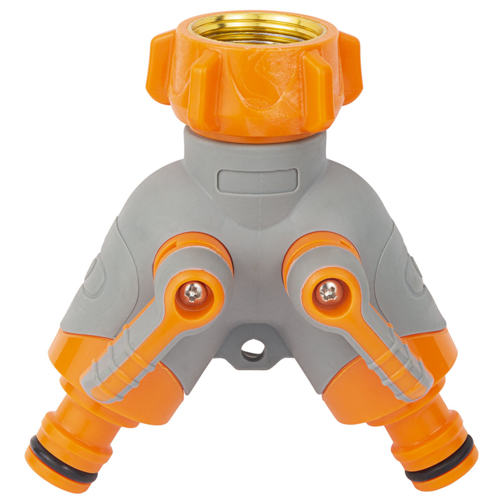 Кран розподільний Flora з адаптерами 1/2" 2 виходи на кран 3/4" з латунованою різьбою (ABS + TPR) Кран розподільний Flora з адаптерами 1/2" 2 виходи на кран 3/4" з латунованою різьбою (ABS + TPR)