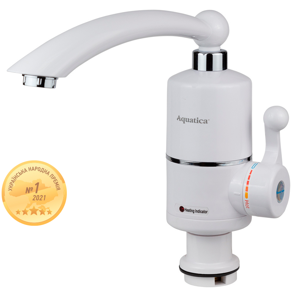 Кран-водонагрівач проточний для кухні Aquatica NZ 3.0кВт 0.4-5бар гусак прямий на гайці
