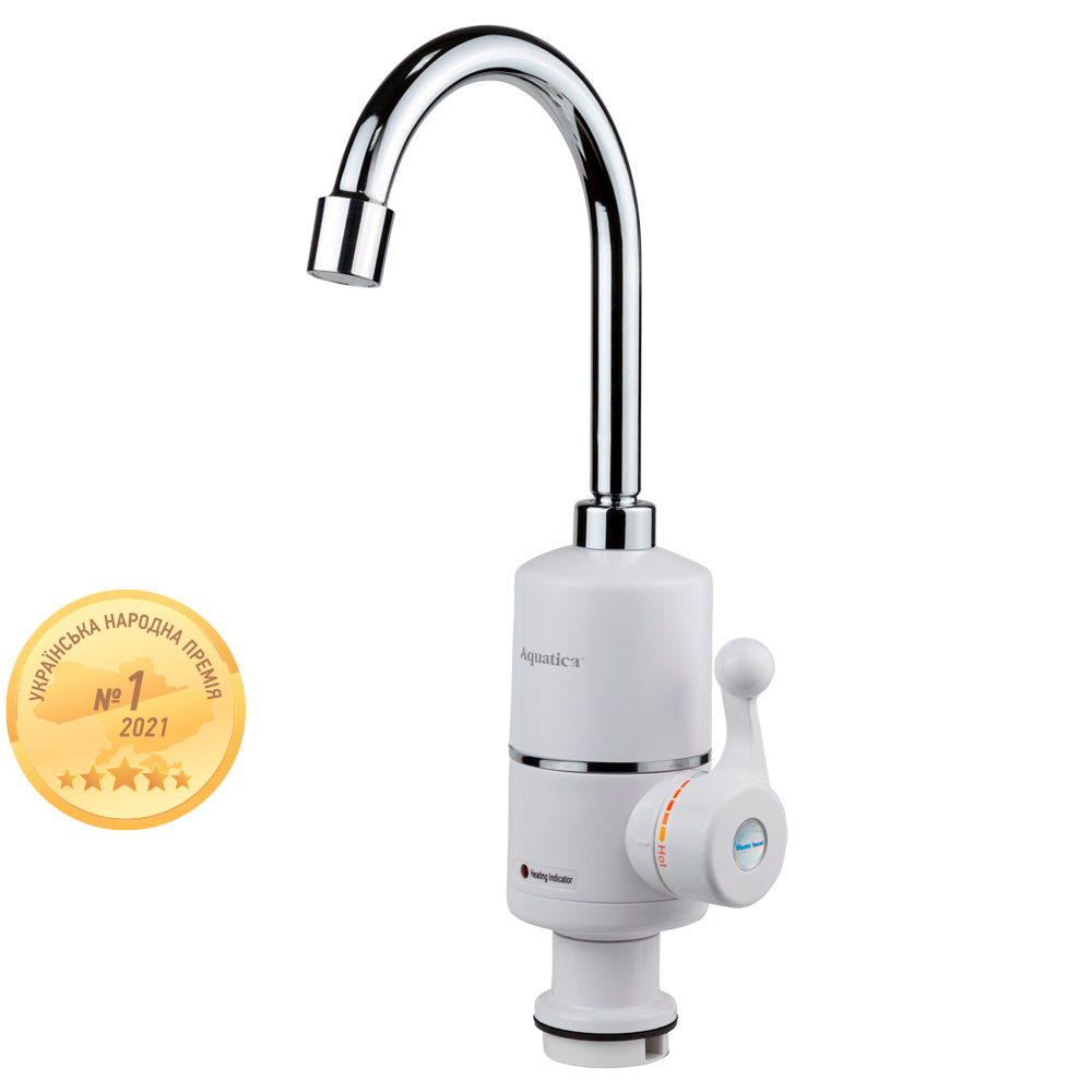 Кран-водонагрівач проточний для кухні Aquatica NZ 3.0кВт 0.4-5бар гусак вухо на гайці