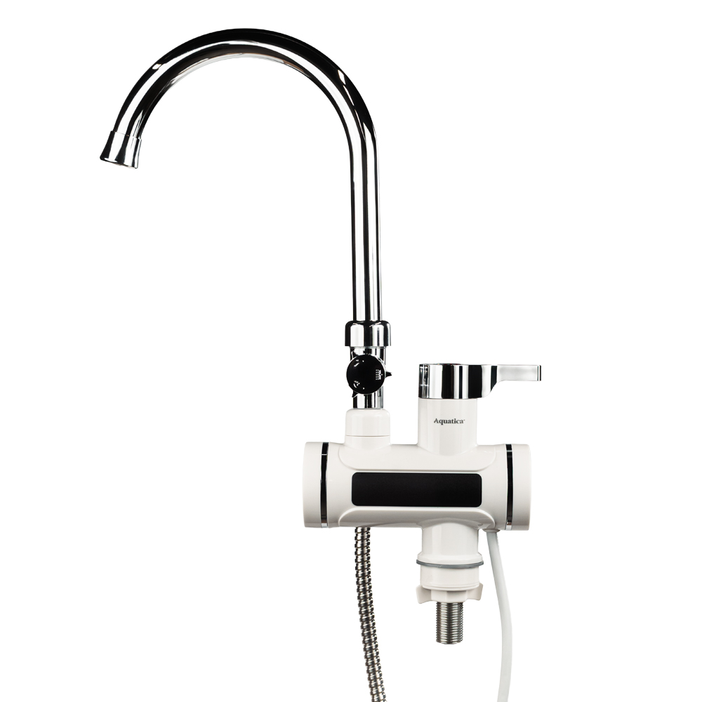 Кран-водонагрівач проточний для ванни Aquatica s92 3.3кВт вилив вухо на гайці з дисплеєм і термостатом