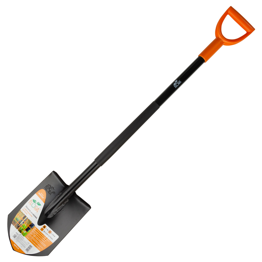 Лопата Flora штикова з металевою ручкою 285 х 195 х 1170 мм 2.0 кг