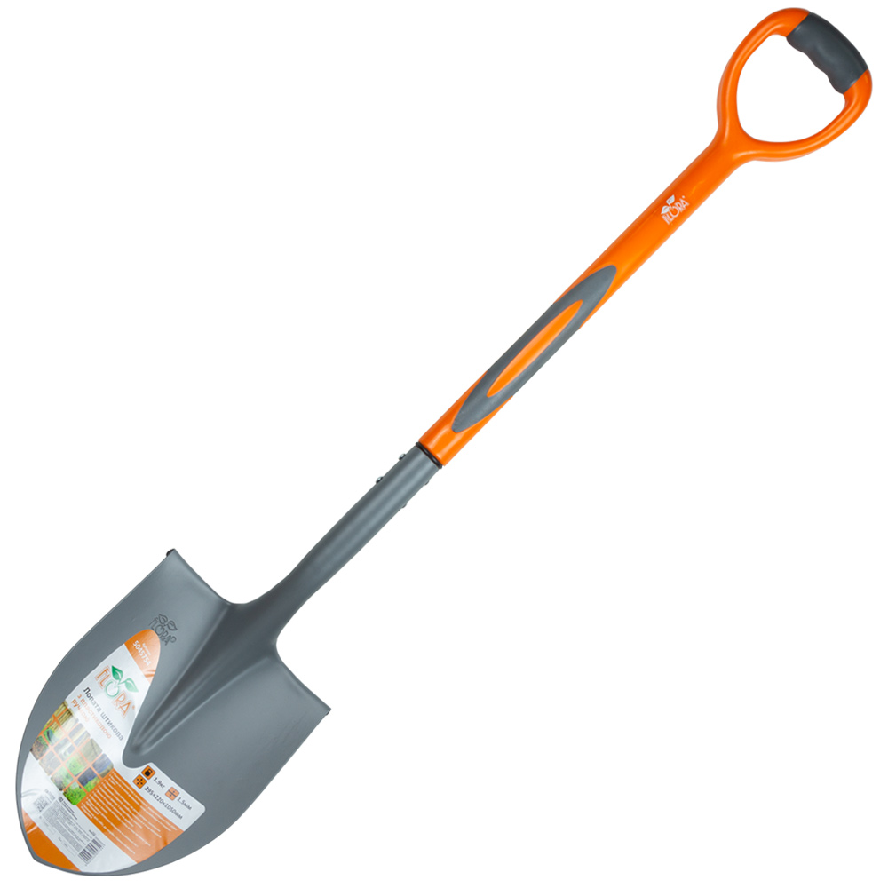 Лопата Flora штикова з пластиковою ручкою 295 х 220 х 1050 мм 1.9 кг (американка)