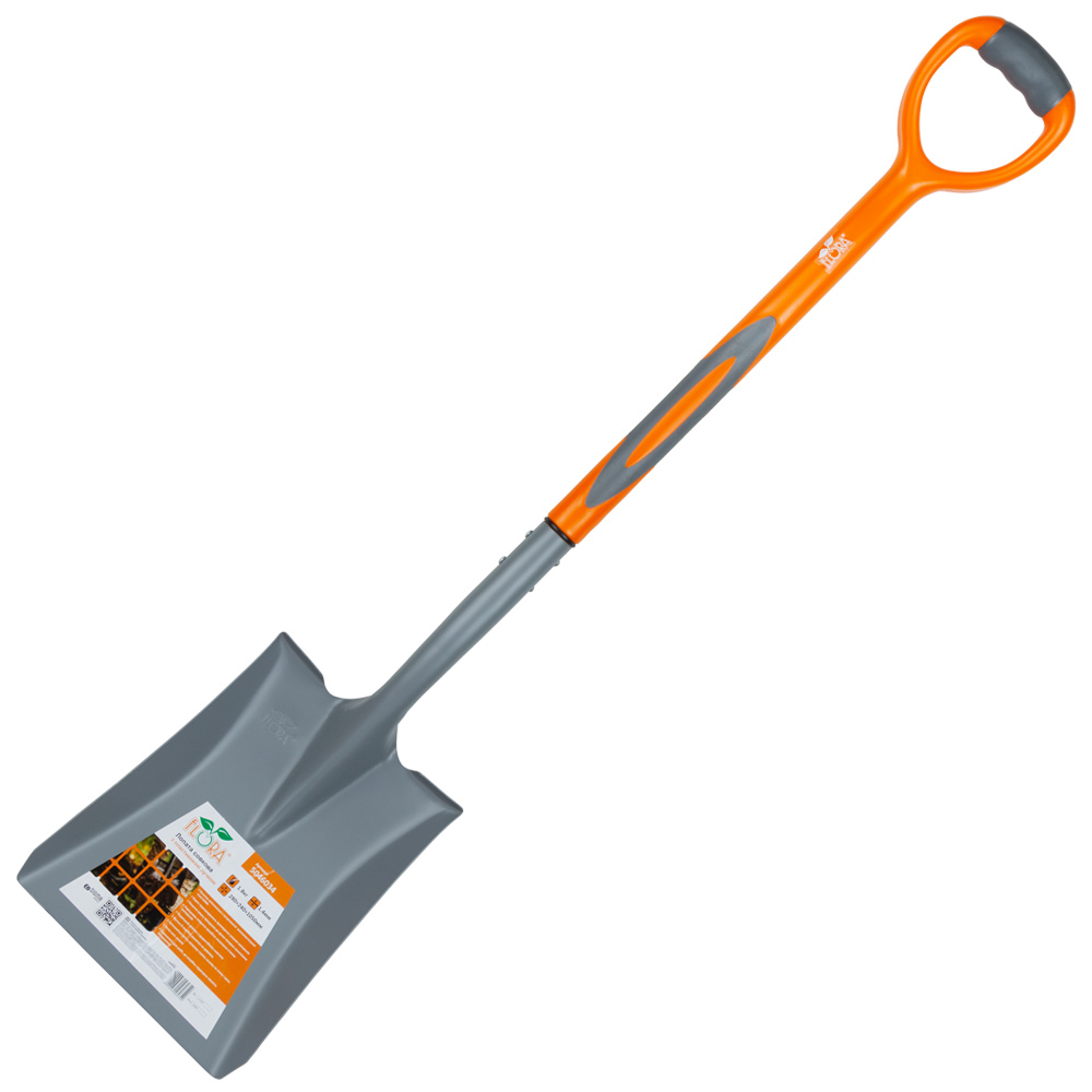 Лопата Flora совкова з пластиковою ручкою 280 х 240 х 1050 мм 1.8 кг