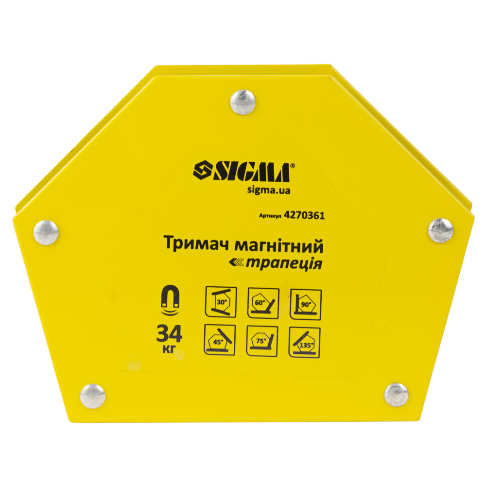 Магніт для зварки Sigma трапеція 34 кг 105 х 65 х 65 х 45 мм (30,45,60,75,90,135°)