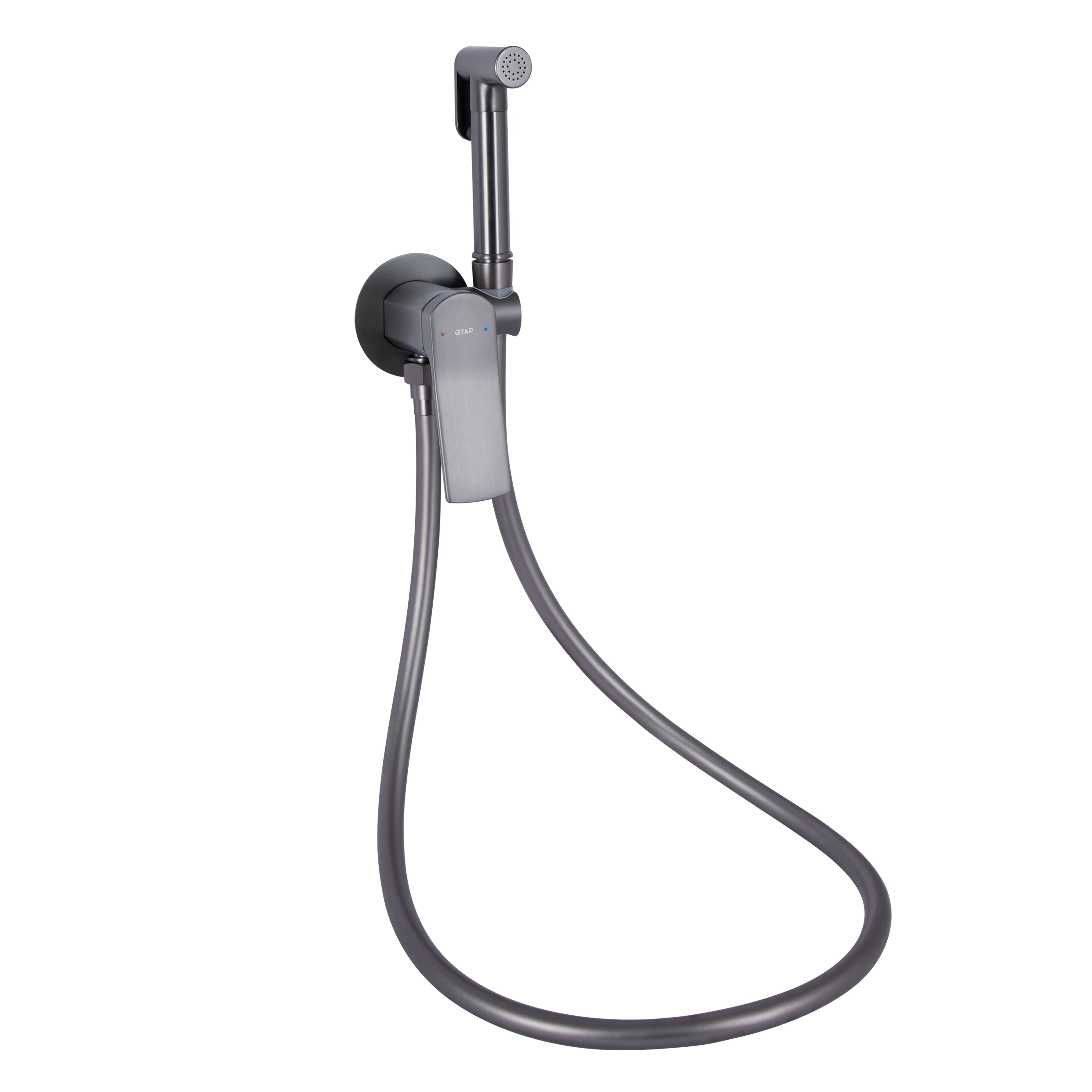 Набір для гігієнічного душу Qtap Slavonice округлий Gunmetal Black PVD (QTSLA262GMB45916)
