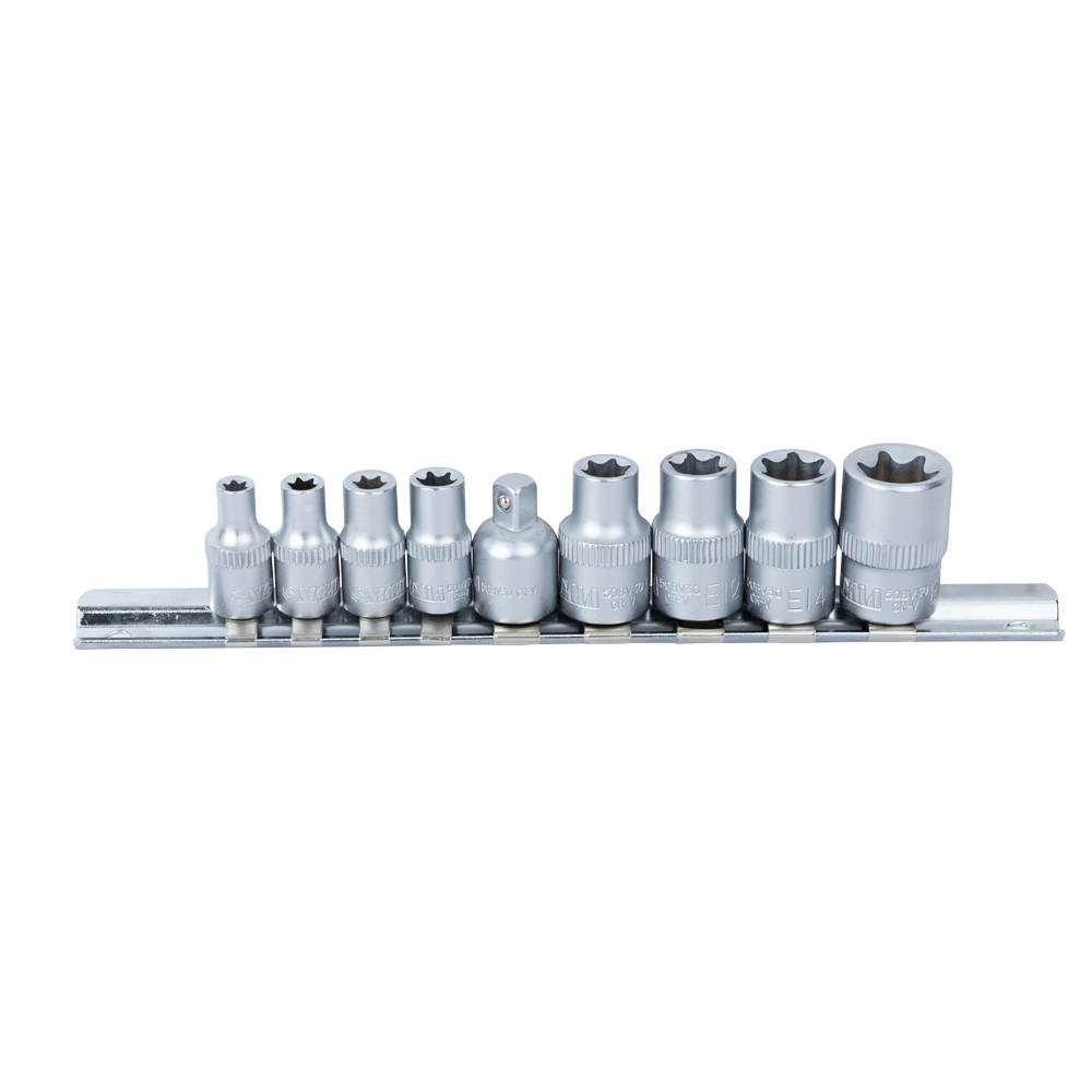 Набор насадок Sigma CrV Torx (4 шт 1/4" 4 шт 3/8") с переходником на планке 9 шт