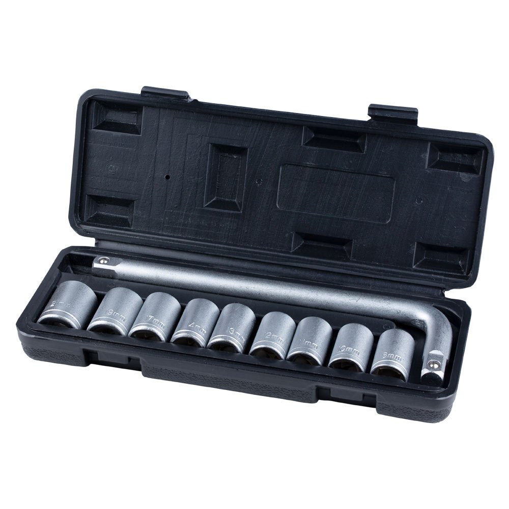 Набір насадок торцевих Grad 1/2" 9 шт + вороток (кейс) Набір насадок торцевих Grad 1/2" 9 шт + вороток (кейс)