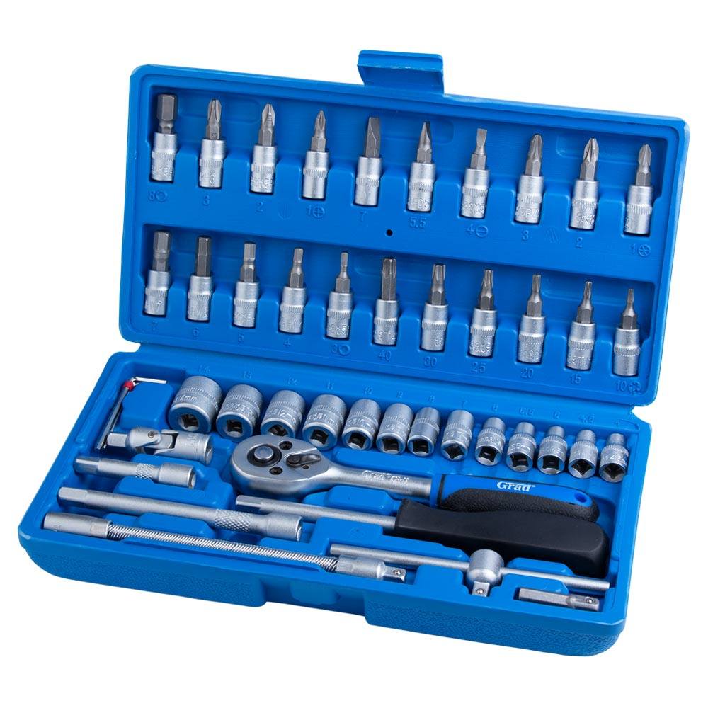 Набір насадок торцевих і біти Grad Start 1/4" 46 шт Набір насадок торцевих і біти Grad Start 1/4" 46 шт