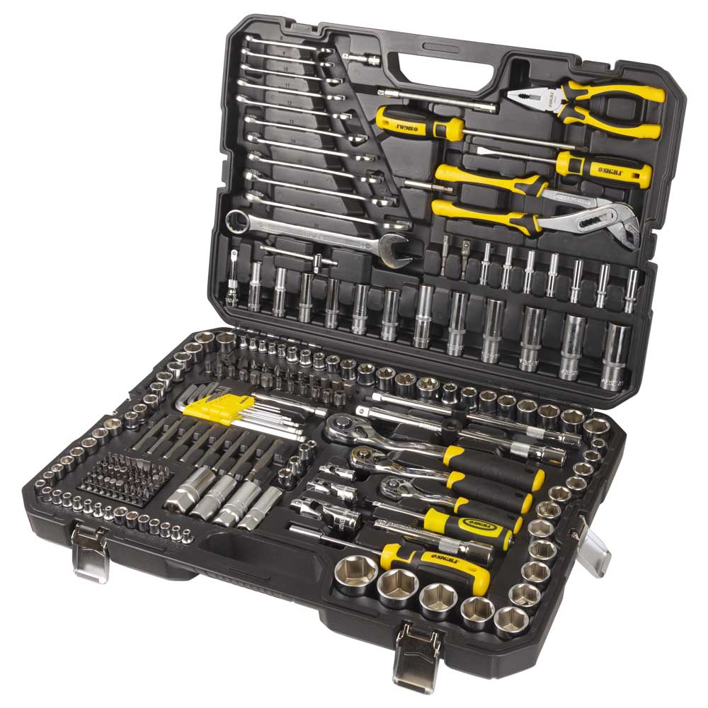 Набір насадок торцевих і біти, ключів, інструментів Sigma CrV 1/4", 3/8", 1/2" 233 шт Набір насадок торцевих і біти, ключів, інструментів Sigma CrV 1/4", 3/8", 1/2" 233 шт