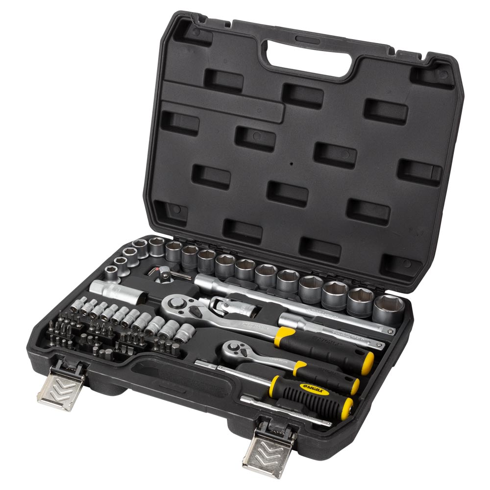 Набір насадок торцевих і біти Sigma CrV mid 1/4", 1/2" 72 шт Набір насадок торцевих і біти Sigma CrV mid 1/4", 1/2" 72 шт