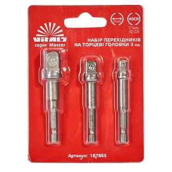 Набор переходников для торцевых головок Vitals 1/2", 1/4" и 3/8", 3 шт.
