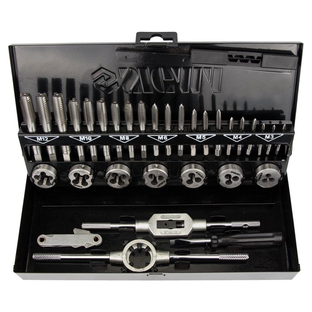 Набір плашок і мітчиків Sigma 32 предмети (металевий кейс) Набір плашок і мітчиків Sigma 32 предмети (металевий кейс)