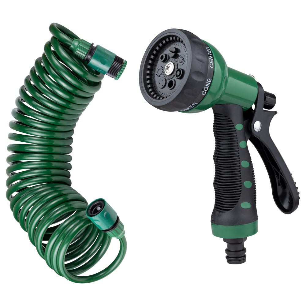 Набір поливальний Grad: шланг спіральний 7.5 м + пістолет-розпилювач 7-ми режимний Набір поливальний Grad: шланг спіральний 7.5 м + пістолет-розпилювач 7-ми режимний