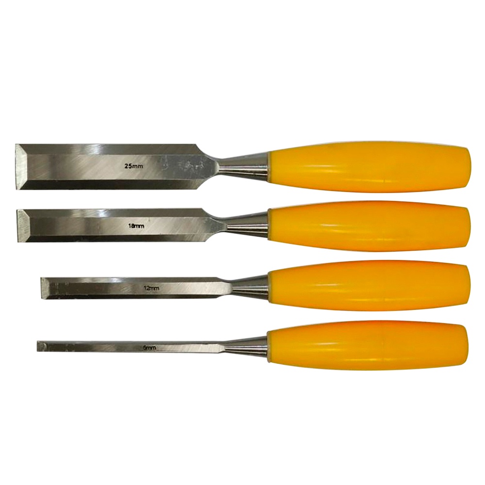 Набір стамесок Sigma 4 шт (6, 12, 18, 25 мм) пластикова ручка Набір стамесок Sigma 4 шт (6, 12, 18, 25 мм) пластикова ручка