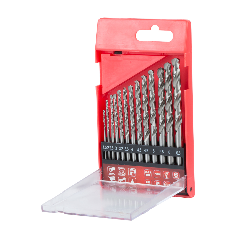 Набір свердел по металу Ultra Р6М5 полірованих 13 шт 1.5-6.5 мм (пластиковий кейс + блістер) Набір свердел по металу Ultra Р6М5 полірованих 13 шт 1.5-6.5 мм (пластиковий кейс + блістер)