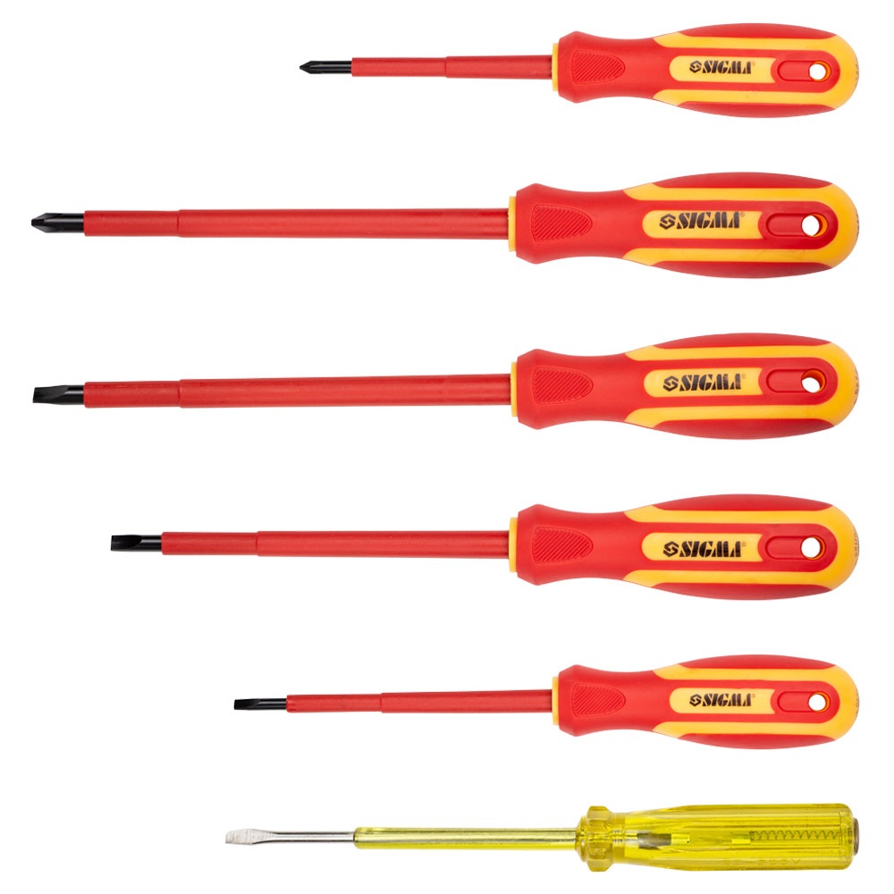 Набір викруток діелектричних Sigma CrV 5 шт + викрутка-індикатор 250В Набір викруток діелектричних Sigma CrV 5 шт + викрутка-індикатор 250В