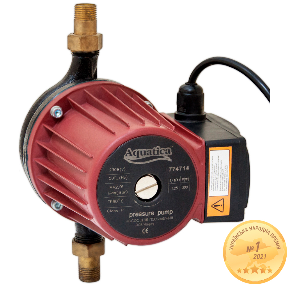 Насос Aquatica для підвищення тиску 270Вт Hmax 12м Qmax 47л/хв Ø3/4" 195 мм + гайки Ø1/2"