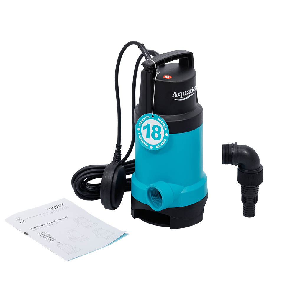 Насос Aquatica дренажний садовий 0.55кВт Hmax 8 м Qmax 180л/хв (част. до 30 мм)