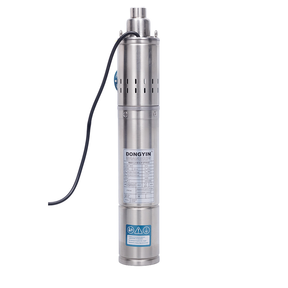 Насос Dongyin шнековий свердловинний 0.5кВт H 107(34) м Q 40(30)л/хв Ø96 мм (Нержавіюча сталь) 4QGD1.8-50-0.5