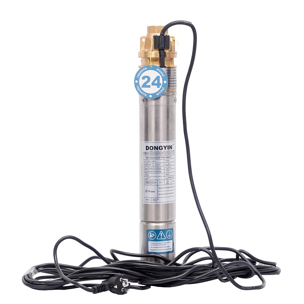 Насос Dongyin вихровий свердловинний 0.75кВт H 58(34) м Q 45(20)л/хв Ø96 мм 4SKm100