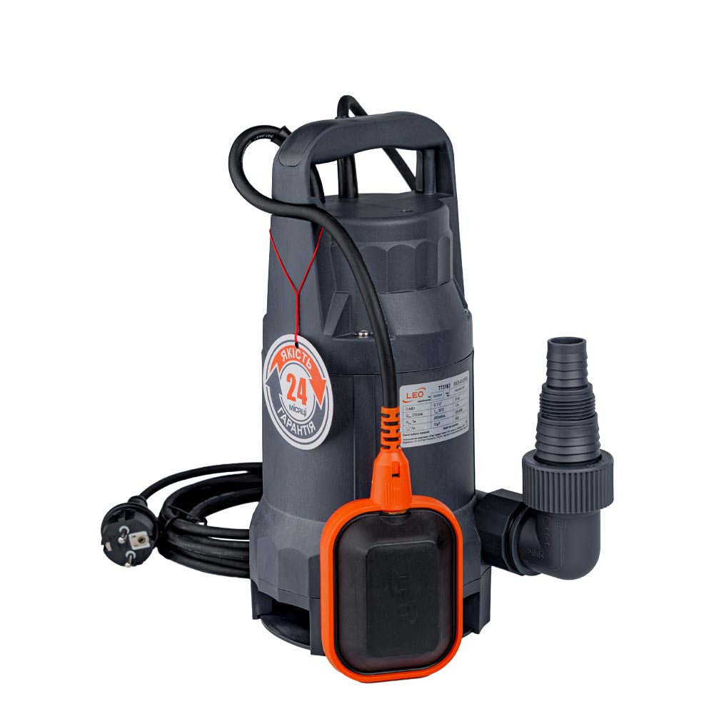 Насос Leo дренажний садовий 0.4кВт Hmax 7 м Qmax 233л/хв (част. до 25 мм)