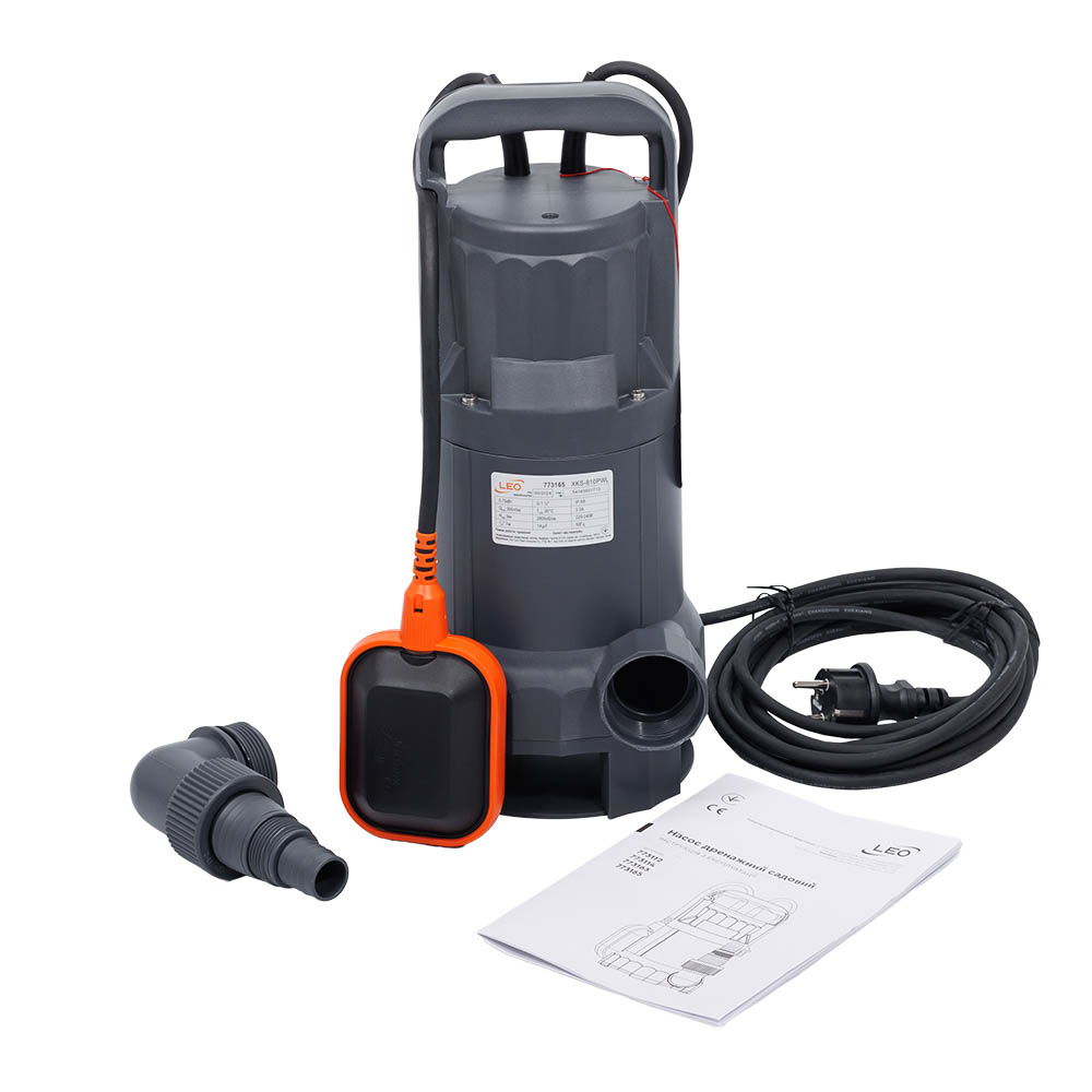 Насос Leo дренажний садовий 0.75кВт Hmax 9 м Qmax 300л/хв (част. до 35 мм)