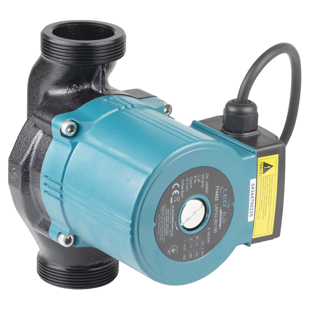 Насос циркуляційний Leo 270Вт Hmax 8м Qmax 170л/хв Ø2" 180 мм + гайки Ø1 1/4" 3.0 LRP32-80/180