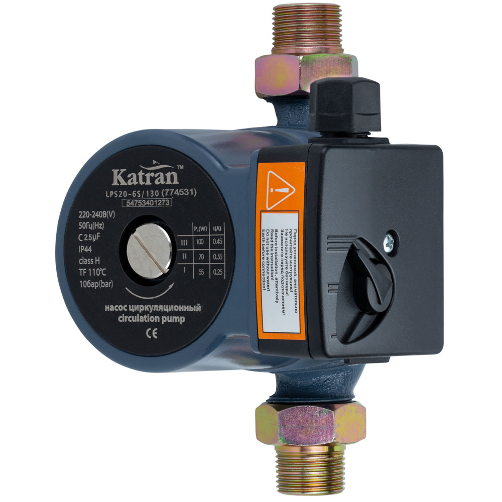 Насос циркуляційний Wetron 100Вт Hmax 6м Qmax 75л/мин Ø1" 130 мм + гайки Ø3/4"