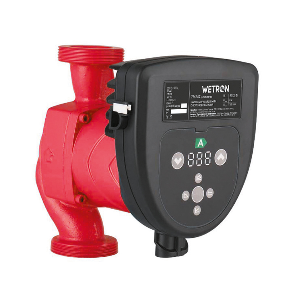 Насос циркуляційний Wetron енергозберігаючий 50-130Вт Hmax 8м Qmax 130л/хв Ø2" 180 мм + гайки Ø1 1/4"