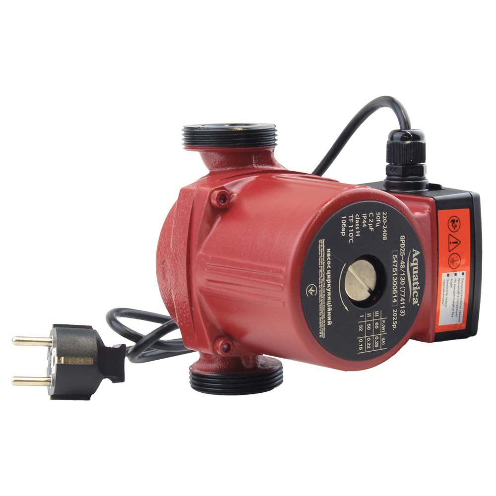 Насос циркуляційний Aquatica 65Вт Hmax 4м Qmax 63л/хв Ø1 1/2" 130 мм + гайки Ø1"