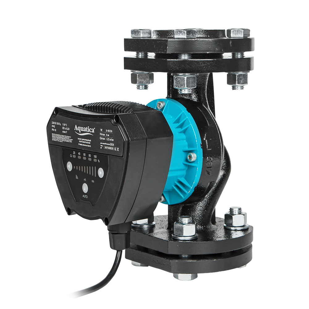 Насос циркуляционный Aquatica энергосберегающий фланцевый 6-90Вт Hmax 6м Qmax 125л/мин DN40 220 мм + ответный фланец GPA40-6F/220 IV