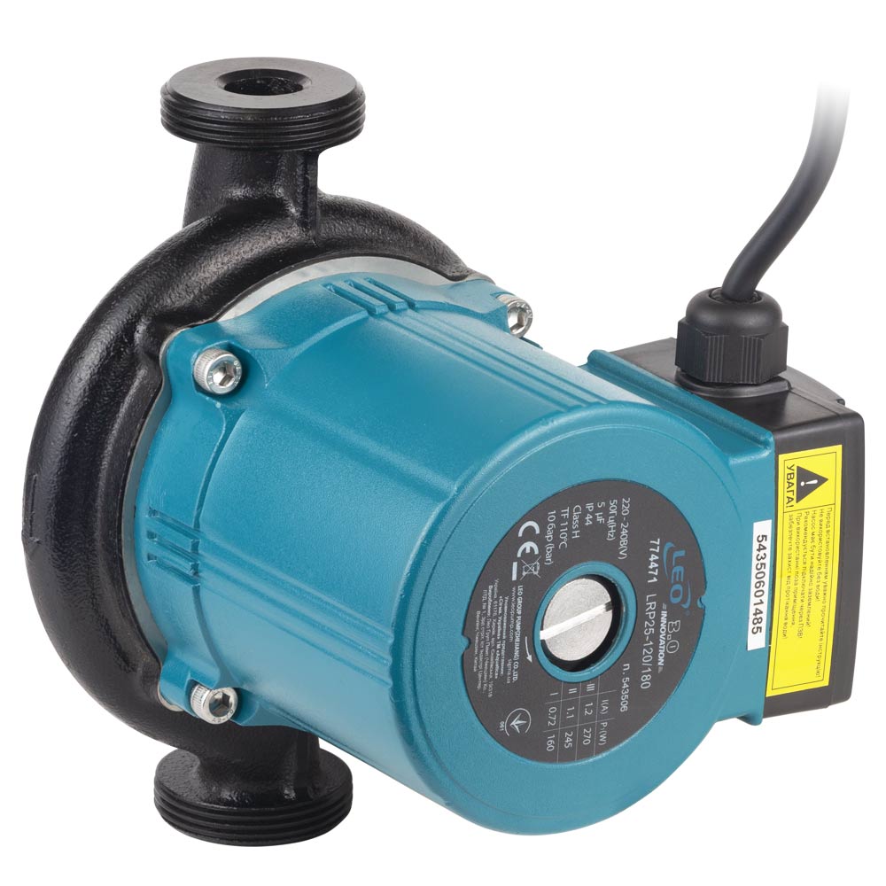 Насос циркуляційний Leo 270Вт Hmax 12м Qmax 65л/хв Ø1 1/2" 180 мм + гайки Ø1" 3.0 LRP25-120/180