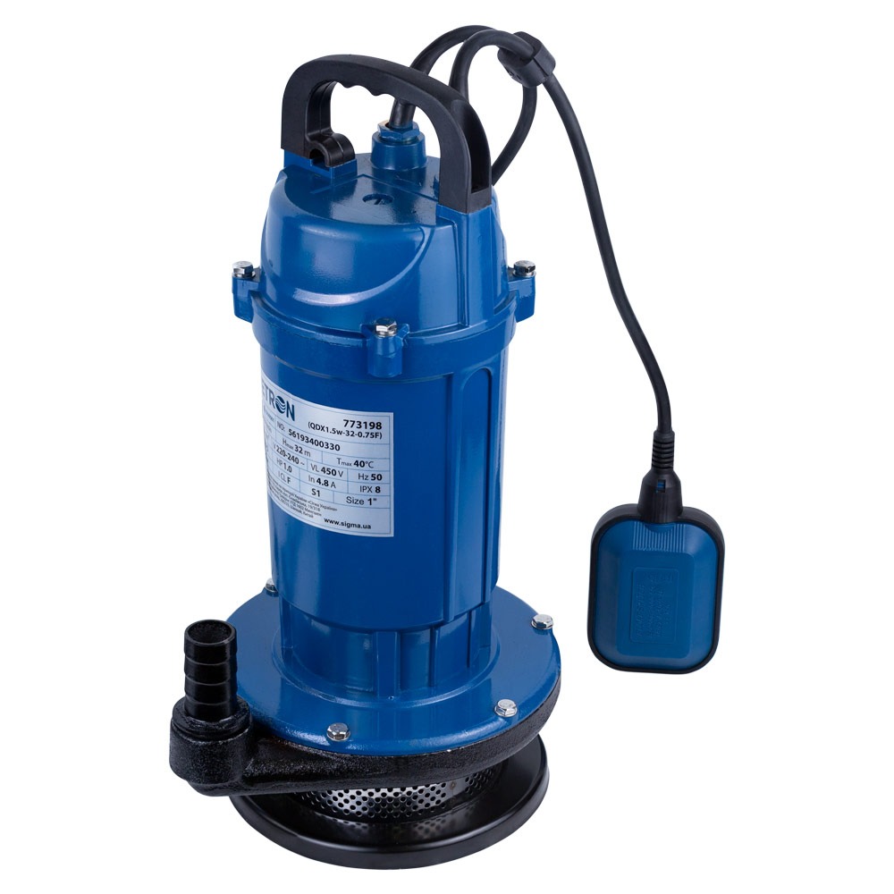 Насос Wetron дренажний 0.75кВт Hmax 32 м Qmax 80л/хв QDX1.5w-32-0.75F