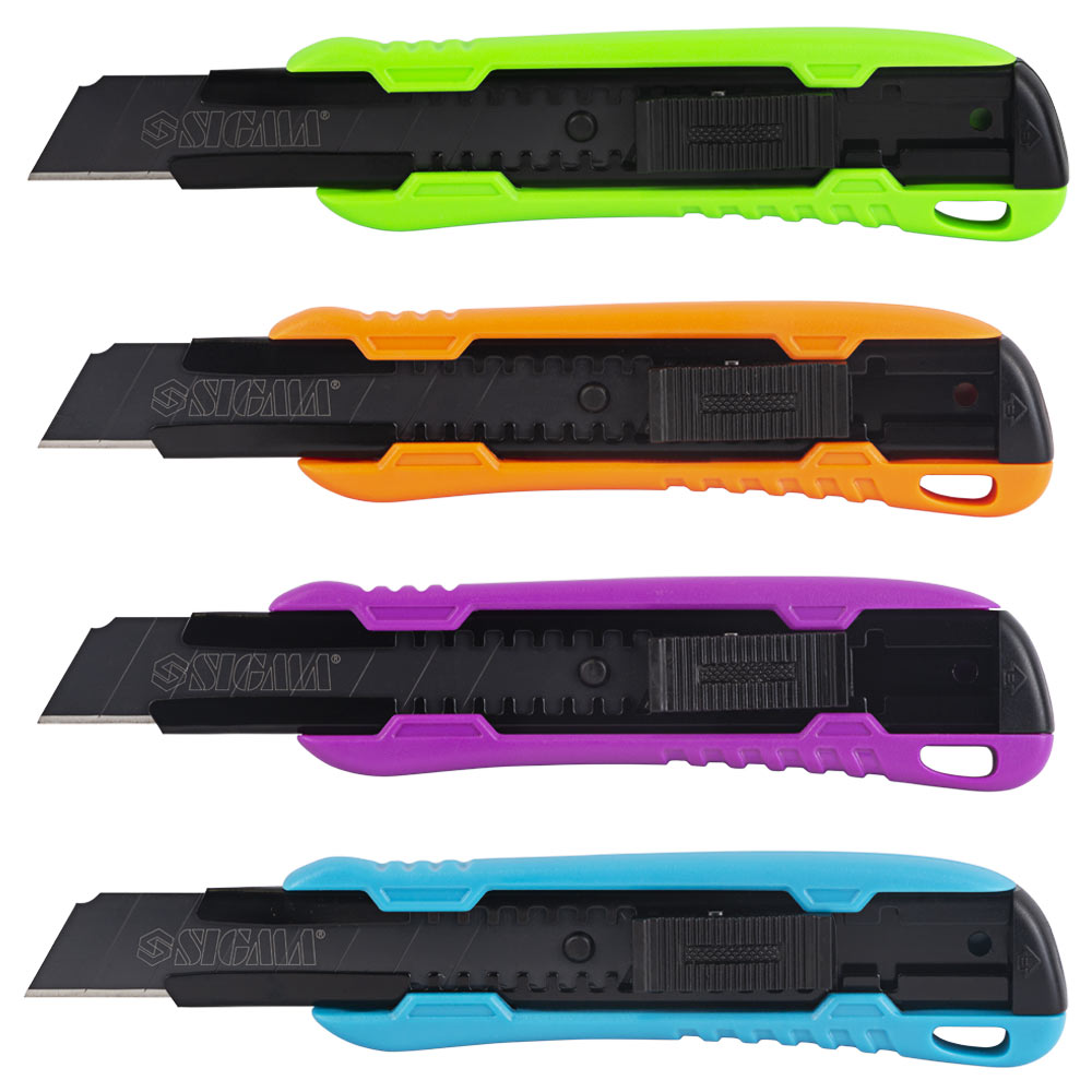 Ніж сегментний Sigma лезо 18 мм корпус ABS автоматичний замок Color (посилений)